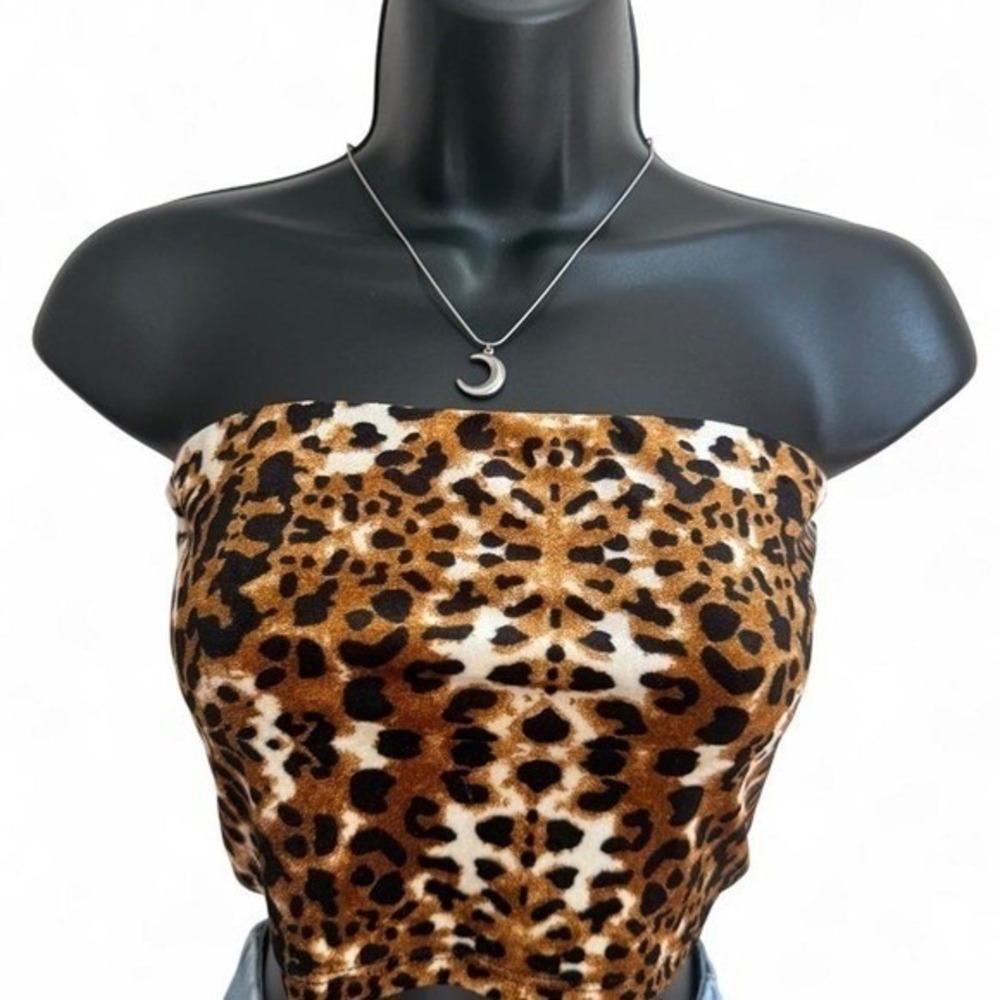 Y2K Style Publik Leopard Print Tube Top Cheetah Bandeau Crop Top
